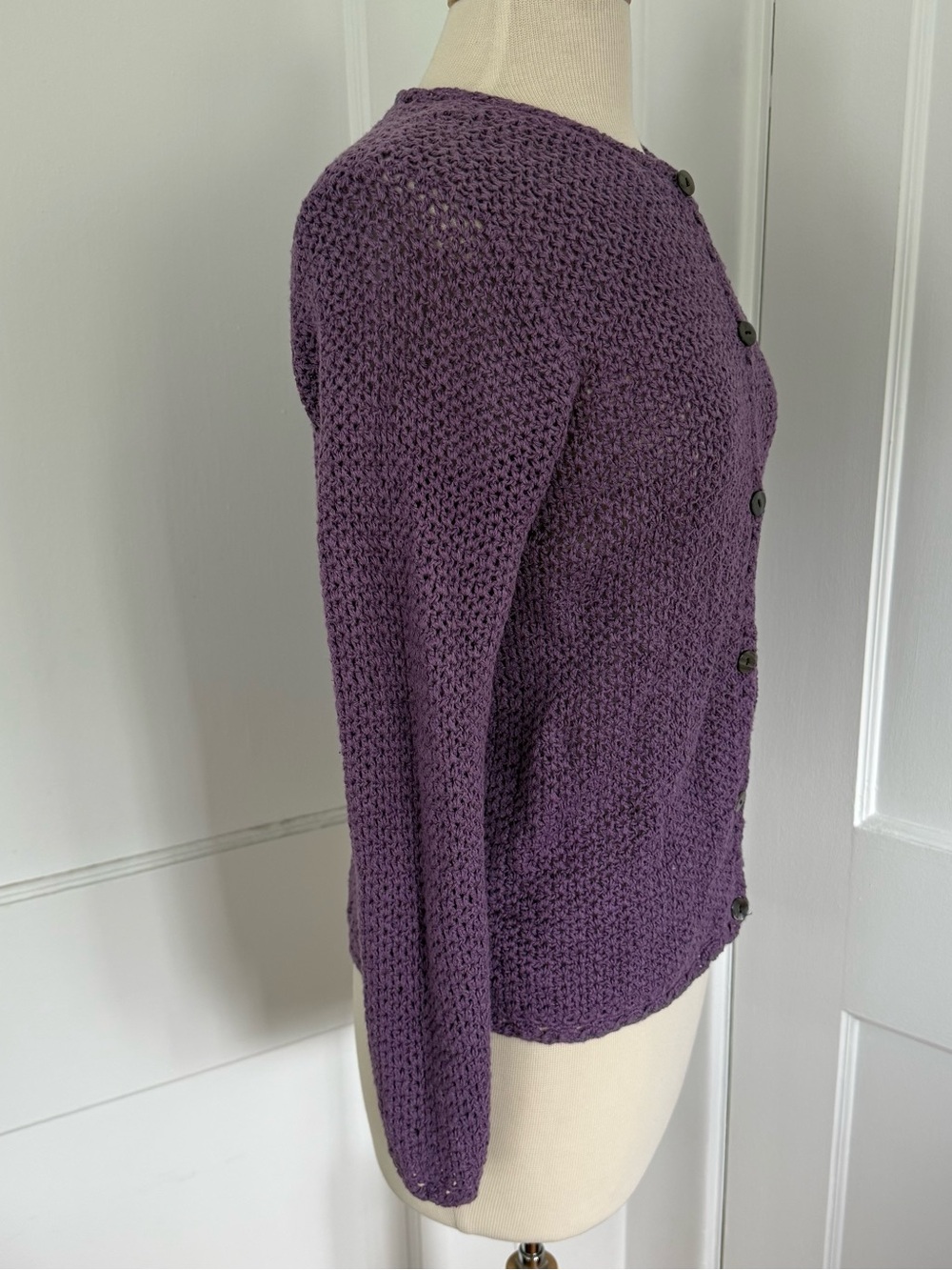 L. L. Bean Crochet Cotton Linen Button-Up Women's Sweater Cardigan Size Small - Picture 5 of 7